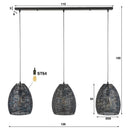 Hängeleucht "Lumeya - Mat 3 perforéierten, handgemaachte Lampschiermer aus Metall a Schwaarz-Bronze