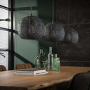 Pendant light "Coralis - With 3 round, handcrafted metal lampshades in Black-Bronze