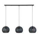 Pendant light "Coralis - With 3 round, handcrafted metal lampshades in Black-Bronze