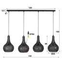 Hängeleucht "Elviro - Mat 4 konischen, handgemaachte Lampschiermer aus Metall a Schwaarz-Bronze