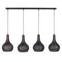 Hängeleucht "Elviro - Mat 4 konischen, handgemaachte Lampschiermer aus Metall a Schwaarz-Bronze