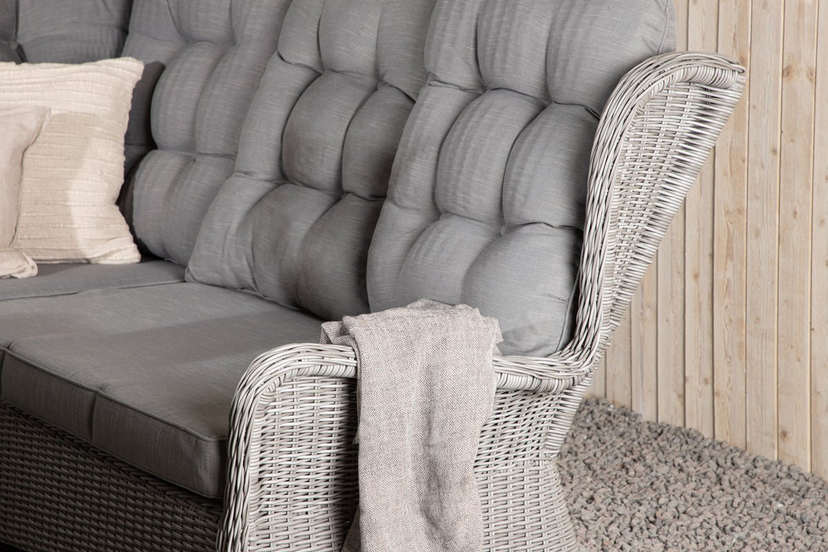 Garteloungeset Samui – aus Aluminium & Polyrattan mat Glas-Couchtisch