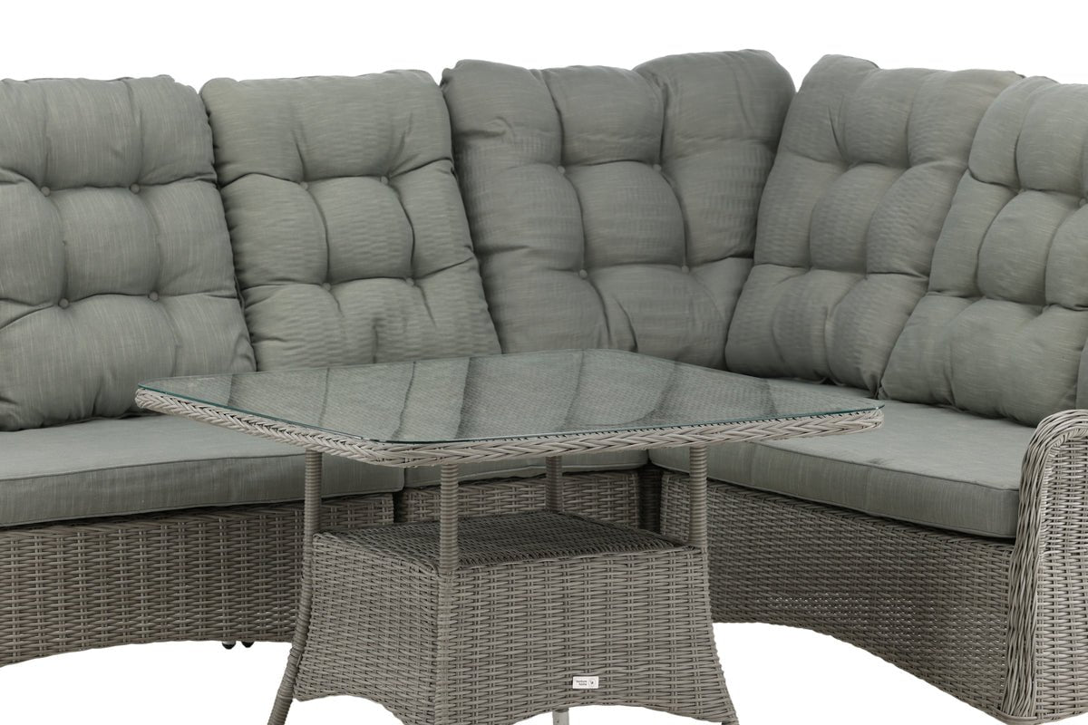 Garteloungeset Samui – aus Aluminium & Polyrattan mat Glas-Couchtisch