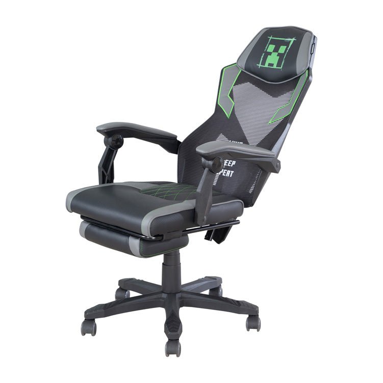 Minecraft Gaming Chair "Creeper" – with Leg Rest, Rocking Mechanism & Height Adjustment