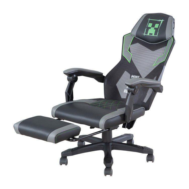 Minecraft Gaming Chair "Creeper" – with Leg Rest, Rocking Mechanism & Height Adjustment