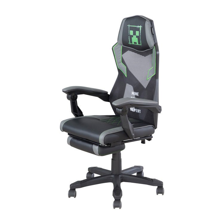 Minecraft Gaming Chair "Creeper" – with Leg Rest, Rocking Mechanism & Height Adjustment