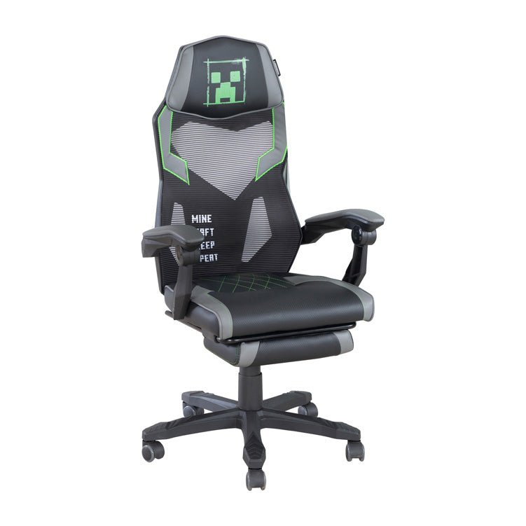 Minecraft Gaming Chair "Creeper" – with Leg Rest, Rocking Mechanism & Height Adjustment