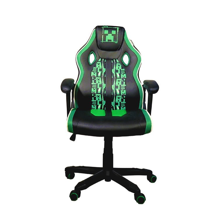 Chaise de jeu Minecraft « Creeper Commander » – avec mécanisme d'inclinaison, accoudoirs et réglage en hauteur
