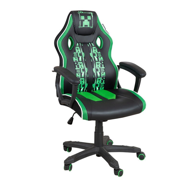 Minecraft Gaming-Stull „Creeper Commander“ – mat Wippmechanik, Armlehnen & Héicheneinstellunge