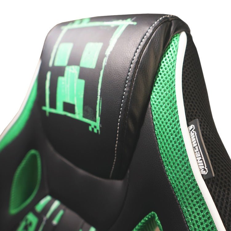 Chaise de jeu Minecraft « Creeper Commander » – avec mécanisme d'inclinaison, accoudoirs et réglage en hauteur