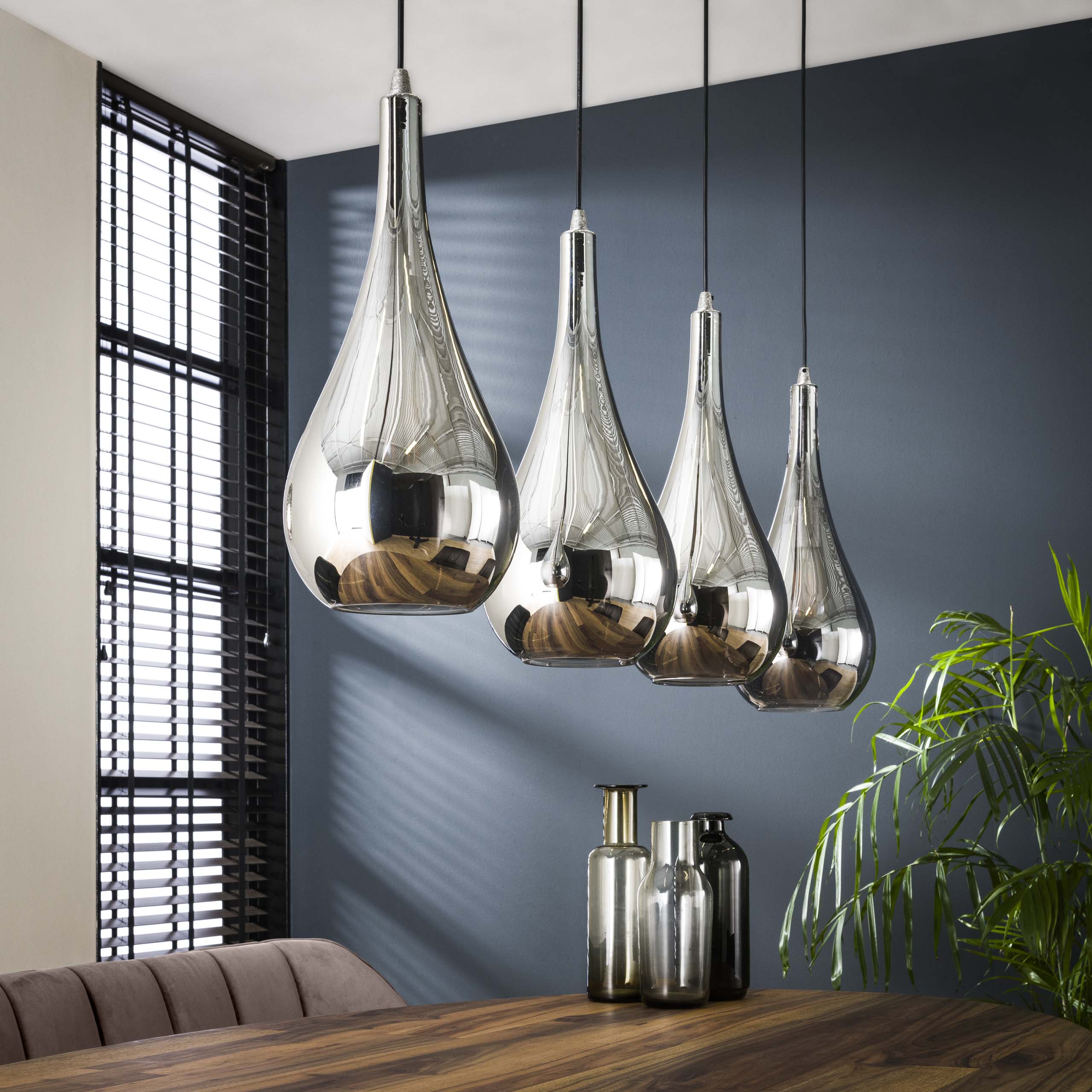 Pendant lamp Mirano – Chrome glass with mirror effect (4-light)