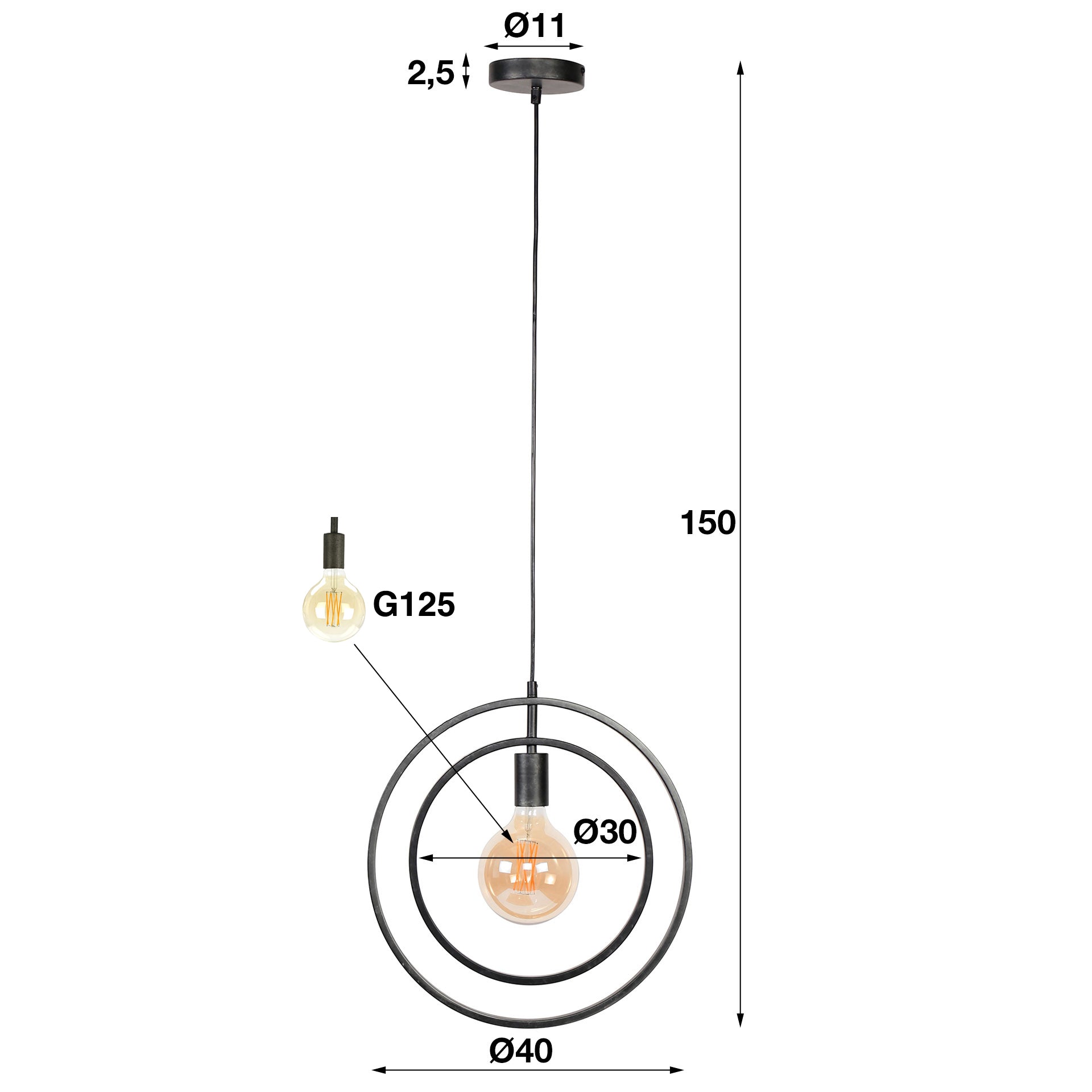 Pendant lamp Orbitra – Rotatable ring design in Anthracite