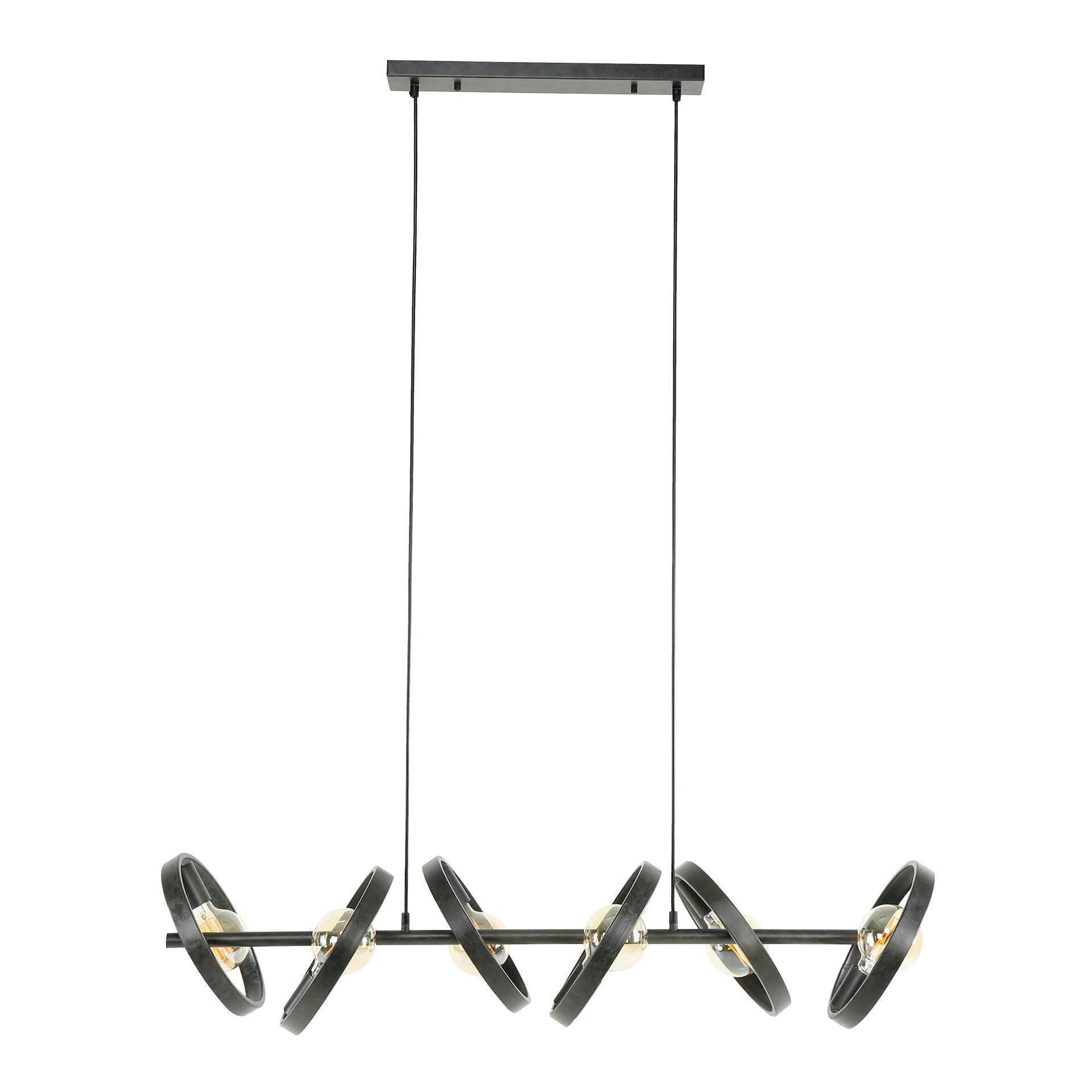 Suspension Arkon – Cadre en métal couleur charbon avec une allure industrielle (6 feux)