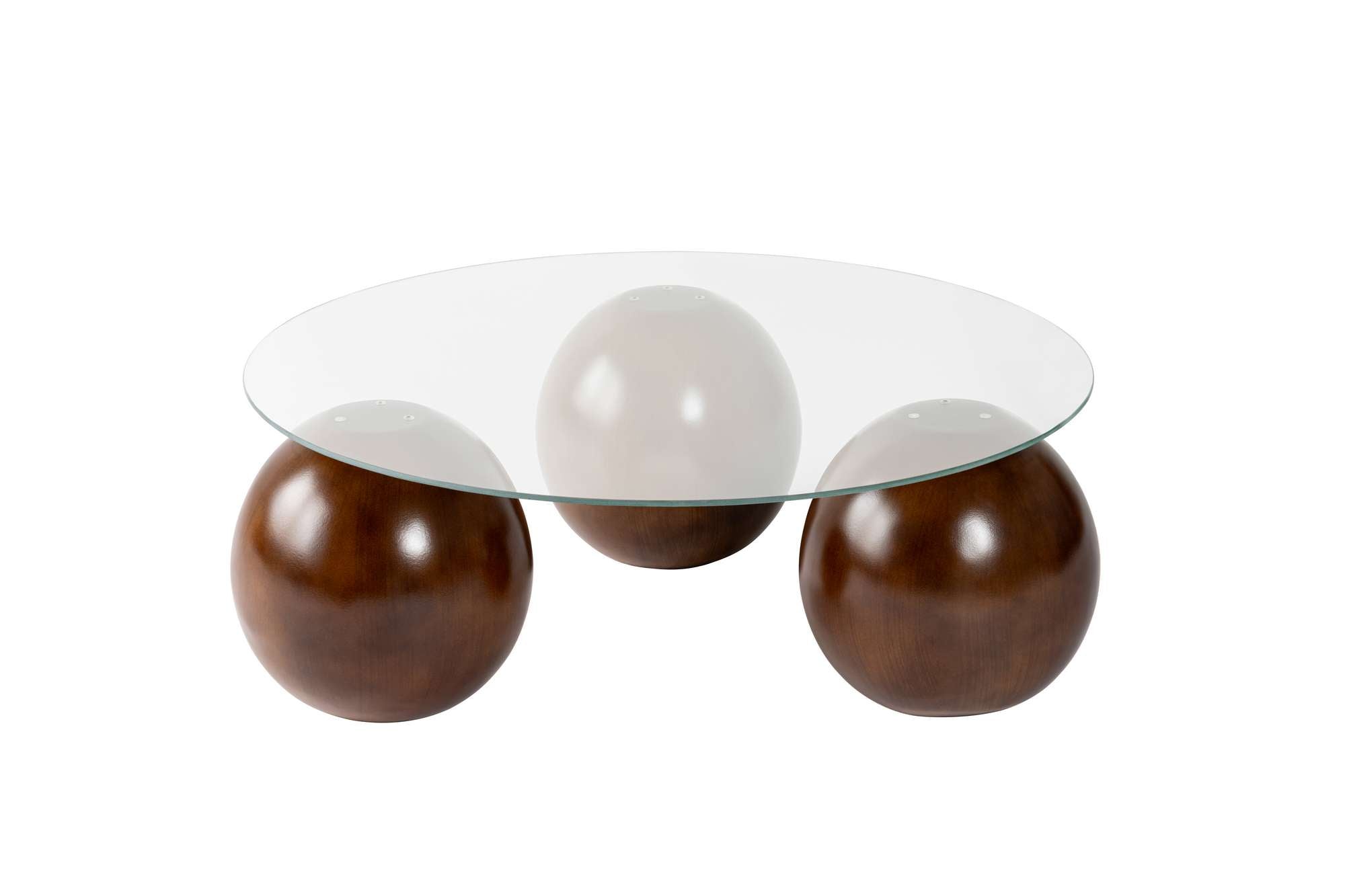 Coffee Table Morento - with Round, Tempered Glass Tabletop
