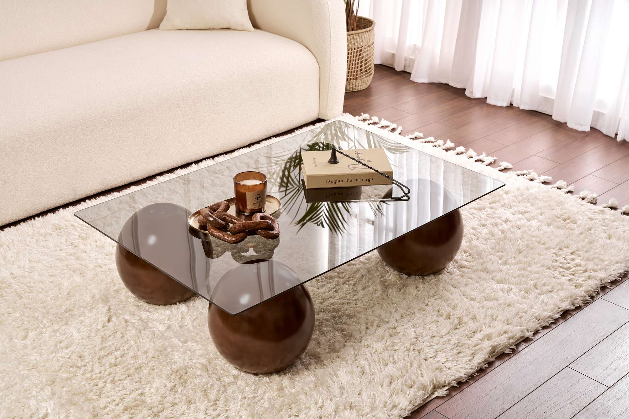 Couchtisch Pavello - mat rechteckeger, gehärteter Dëschglasplack