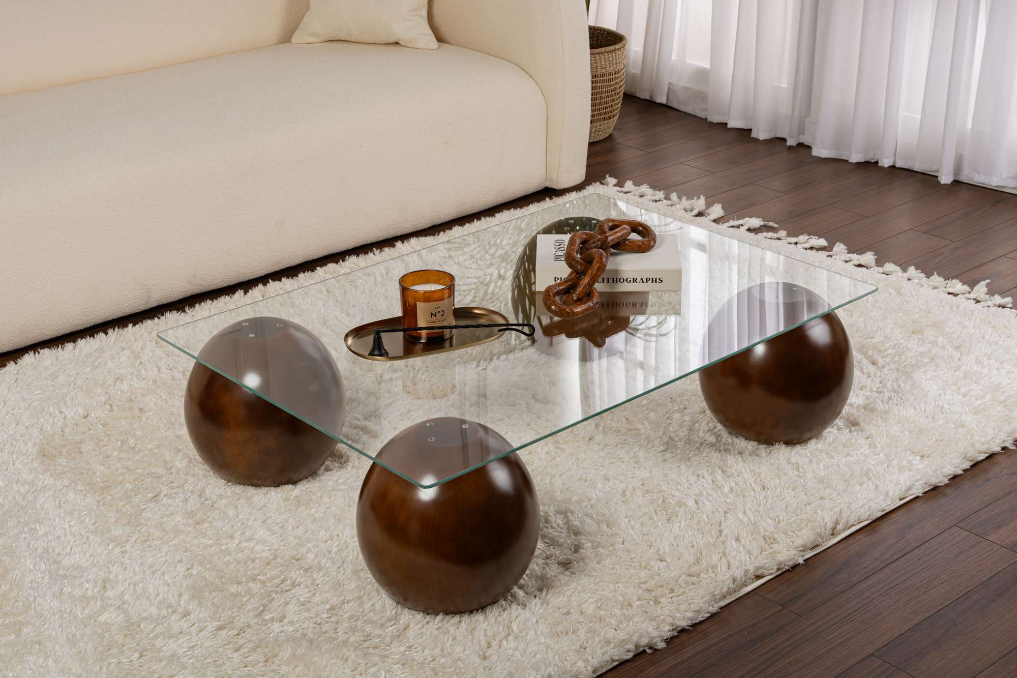 Couchtisch Pavello - mat rechteckeger, gehärteter Dëschglasplack