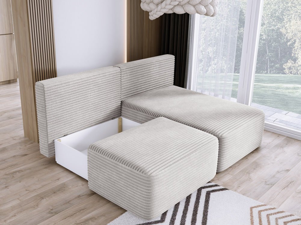Designer Sofa Tilia Corduroy with Sleeping Function and Storage Space
