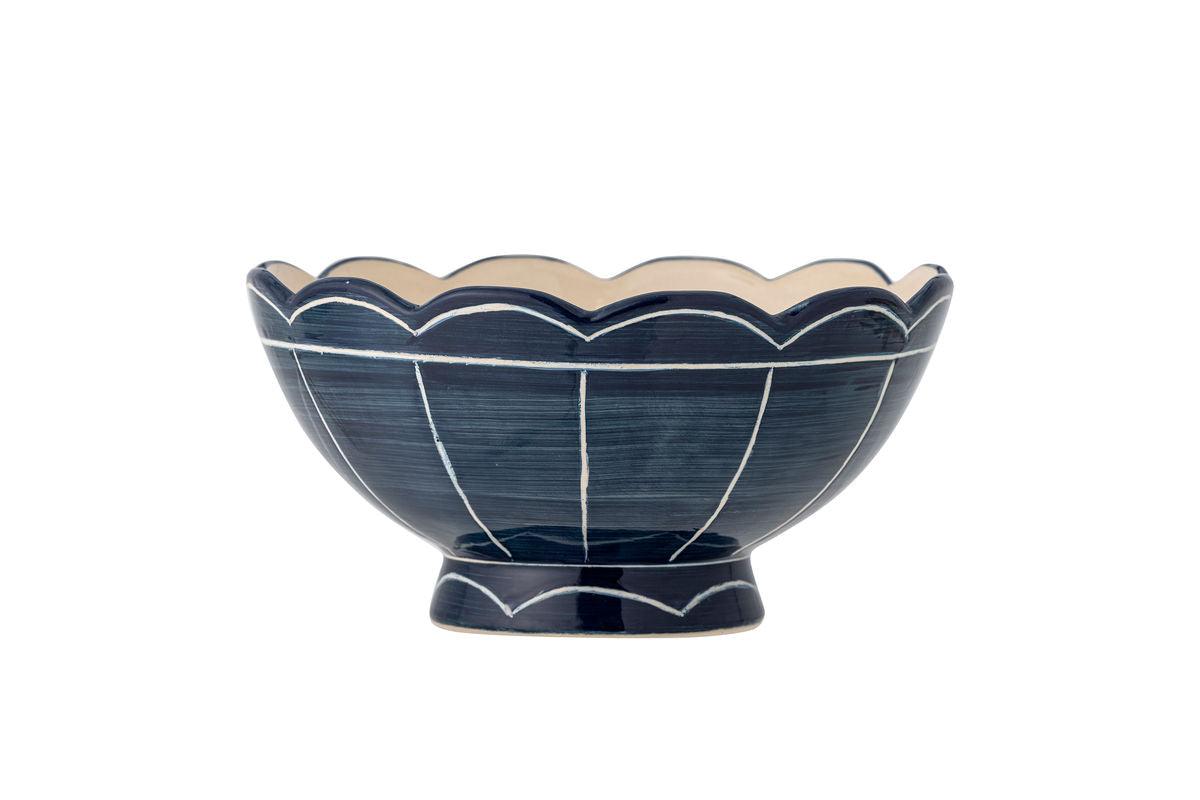 Neria Bowl – Stoneware in Blue with Hand-Painted Details