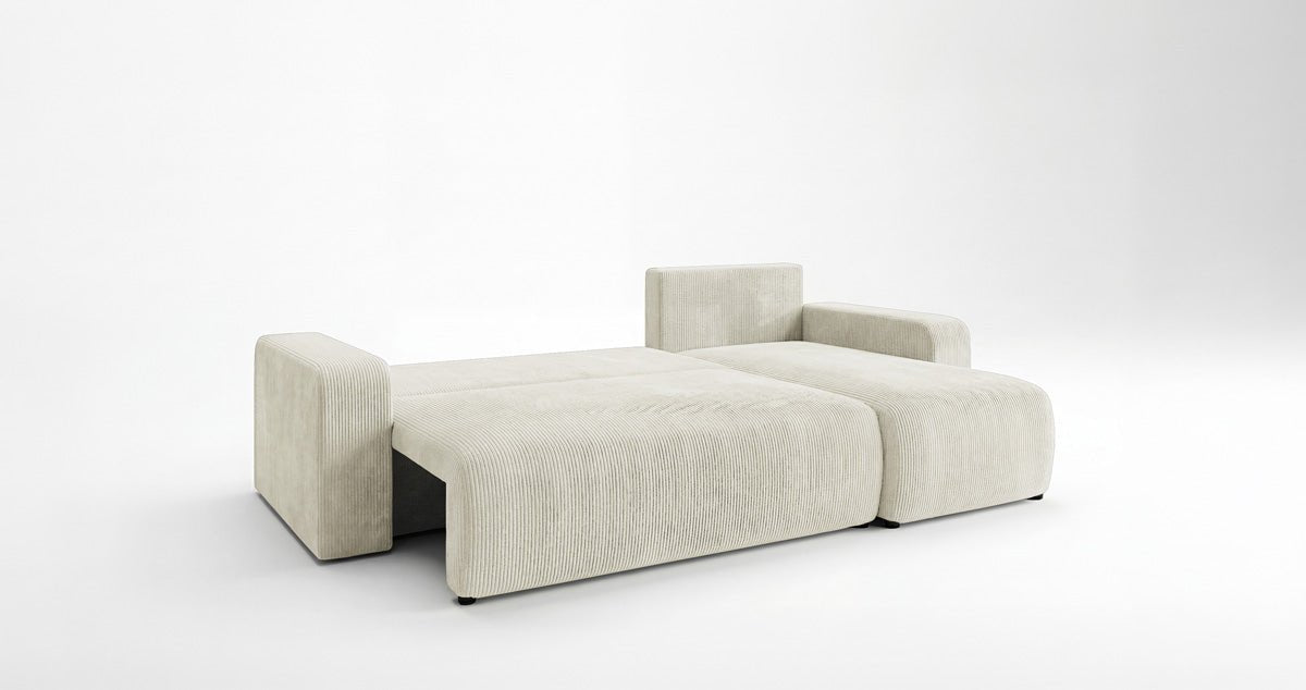 Designer Sofa Calva with Sleeper and Folding Function in Corduroy
