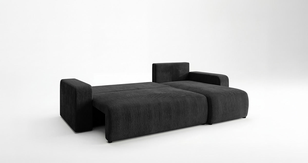 Designer Sofa Calva with Sleeper and Folding Function in Corduroy