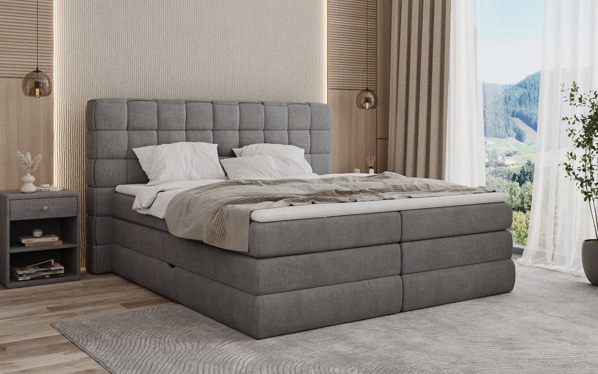 Boxspringbett Trama mit Stauraum in Samt