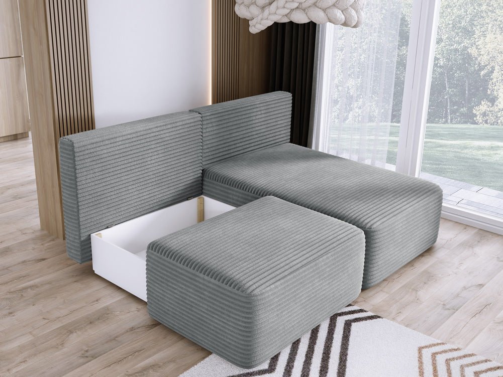 Designer Sofa Tilia Corduroy with Sleeping Function and Storage Space