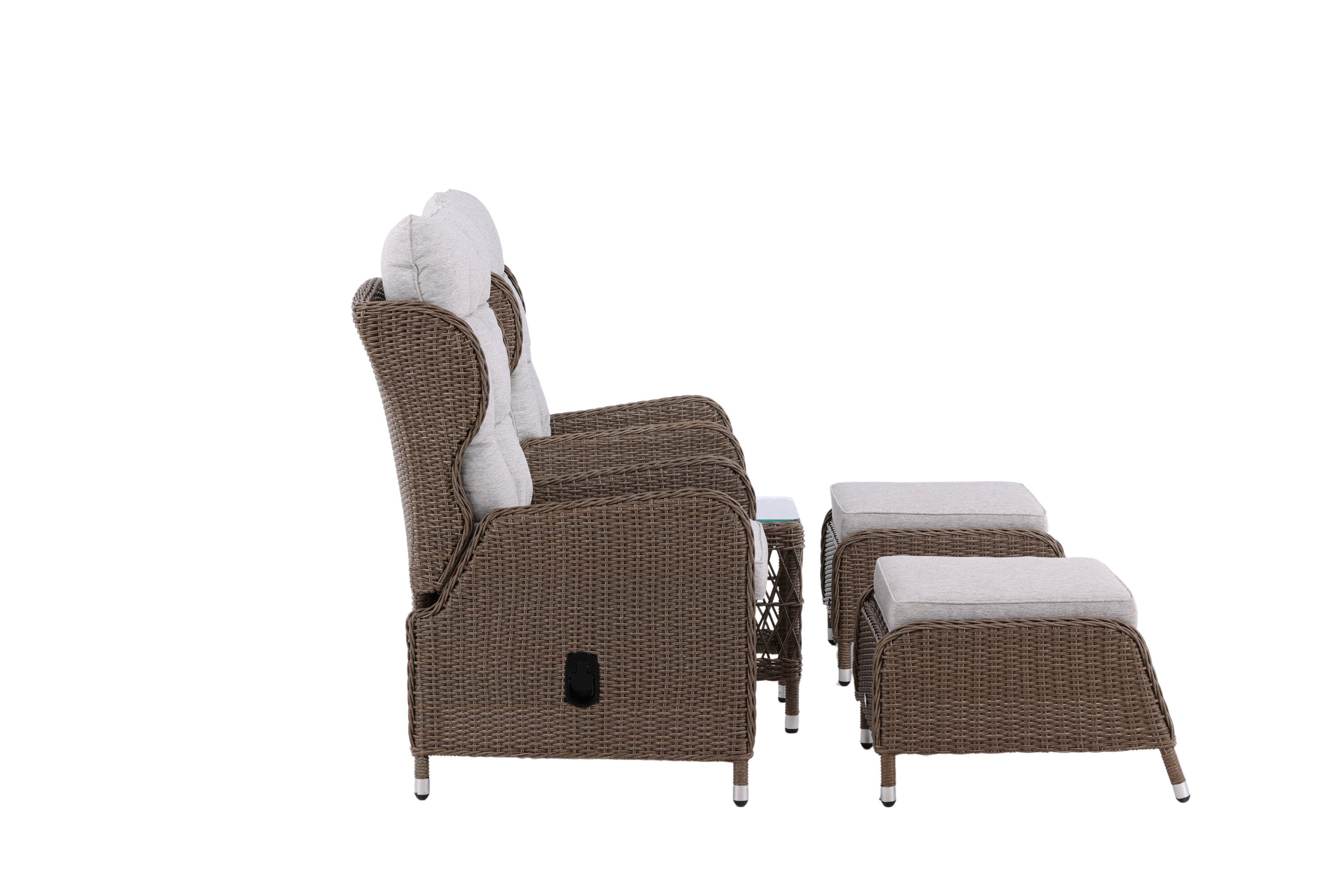 Garteloungeset Lenox - a Natur mat verstellbarer Récklehne