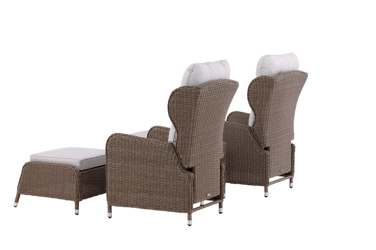 Ensemble lounge de jardin Lenox - en naturel avec dossier réglable