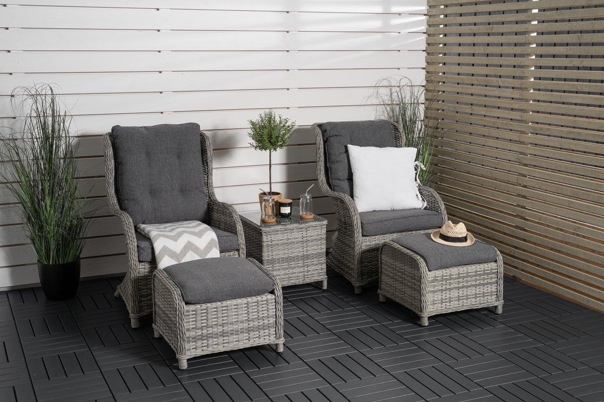 Ensemble lounge de jardin Tarell – ensemble 3 pièces avec fauteuils et table
