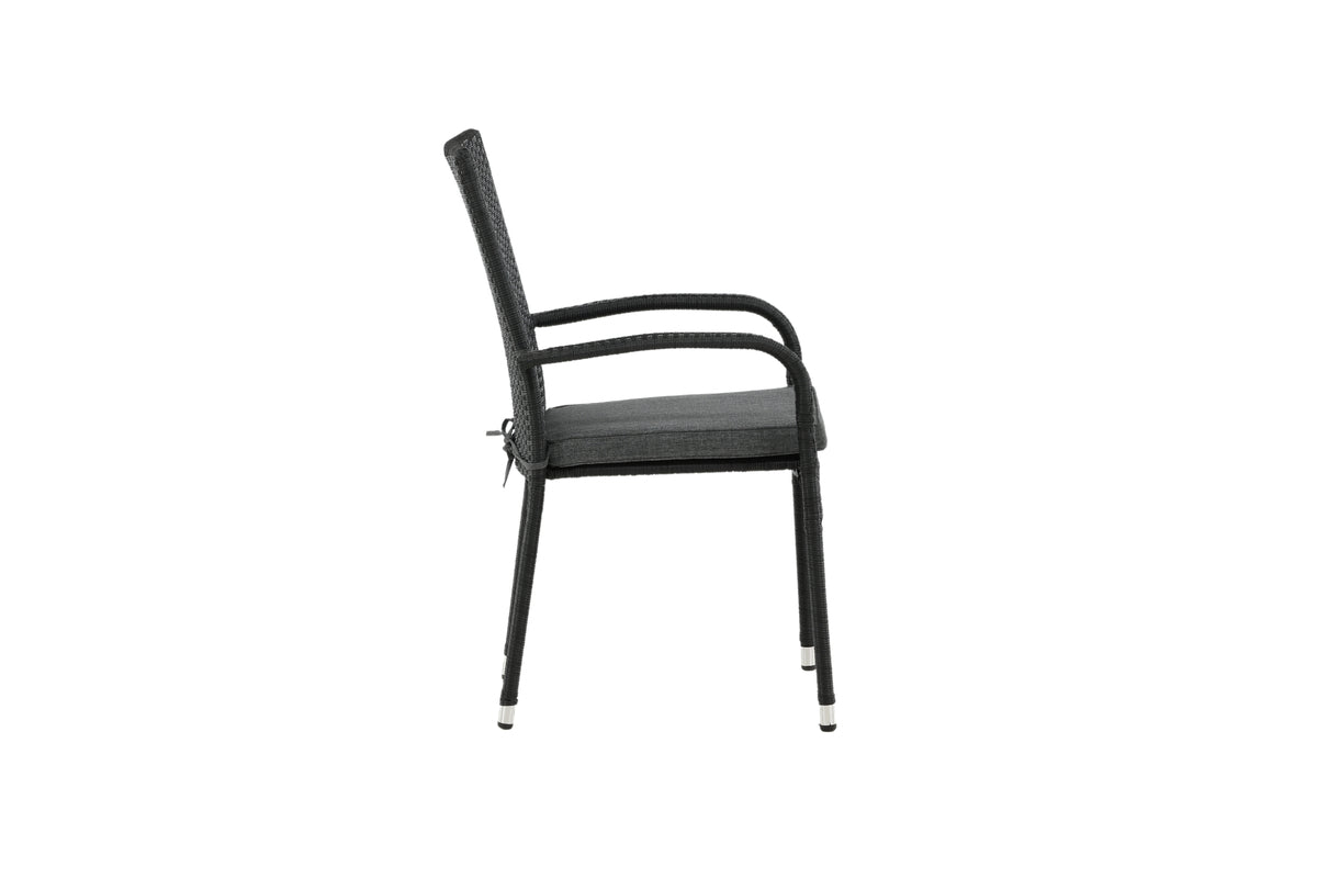 Ensemble de 2 - Chaise de jardin Emma en rotin en Noir, Gris