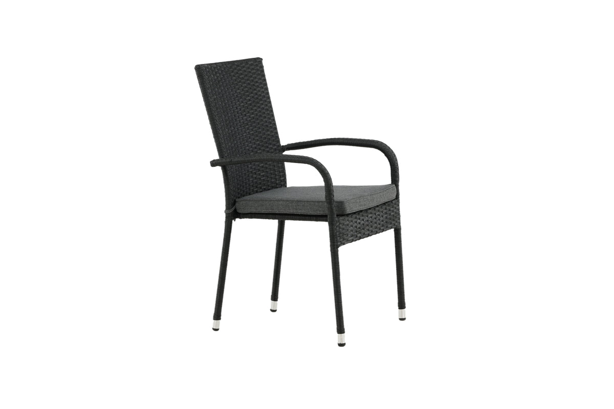 Ensemble de 2 - Chaise de jardin Emma en rotin en Noir, Gris