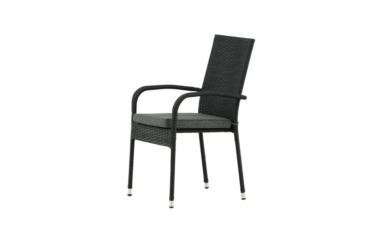 Ensemble de 2 - Chaise de jardin Emma en rotin en Noir, Gris