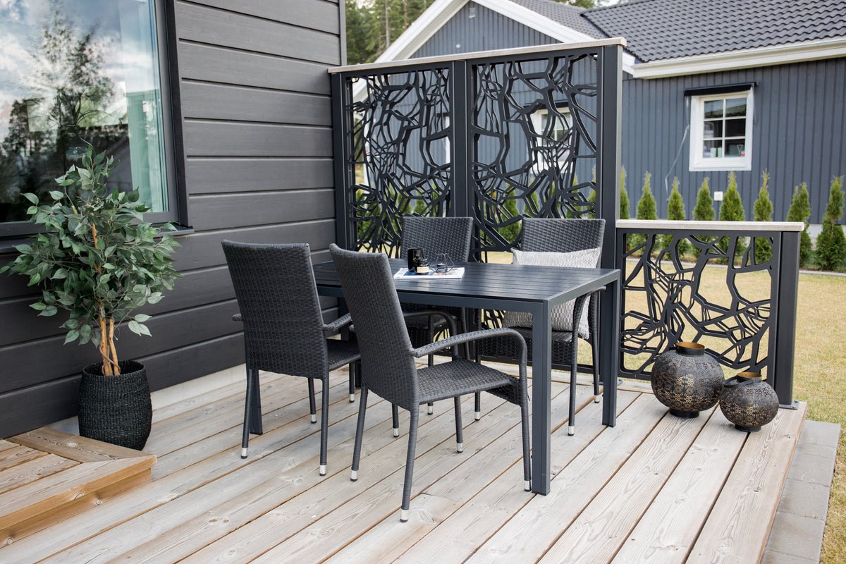 Ensemble de 2 - Chaise de jardin Emma en rotin en Noir, Gris