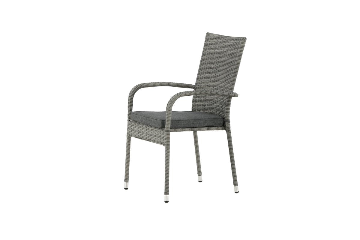 Ensemble de 2 - Chaise de jardin Emma en rotin en Noir, Gris