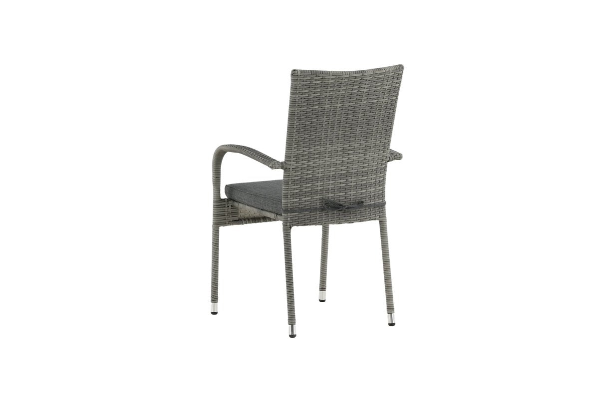 Ensemble de 2 - Chaise de jardin Emma en rotin en Noir, Gris