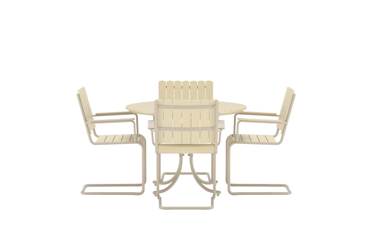 Ensemble de repas de jardin Nativa – ensemble de mobilier de jardin 5 pièces en Beige