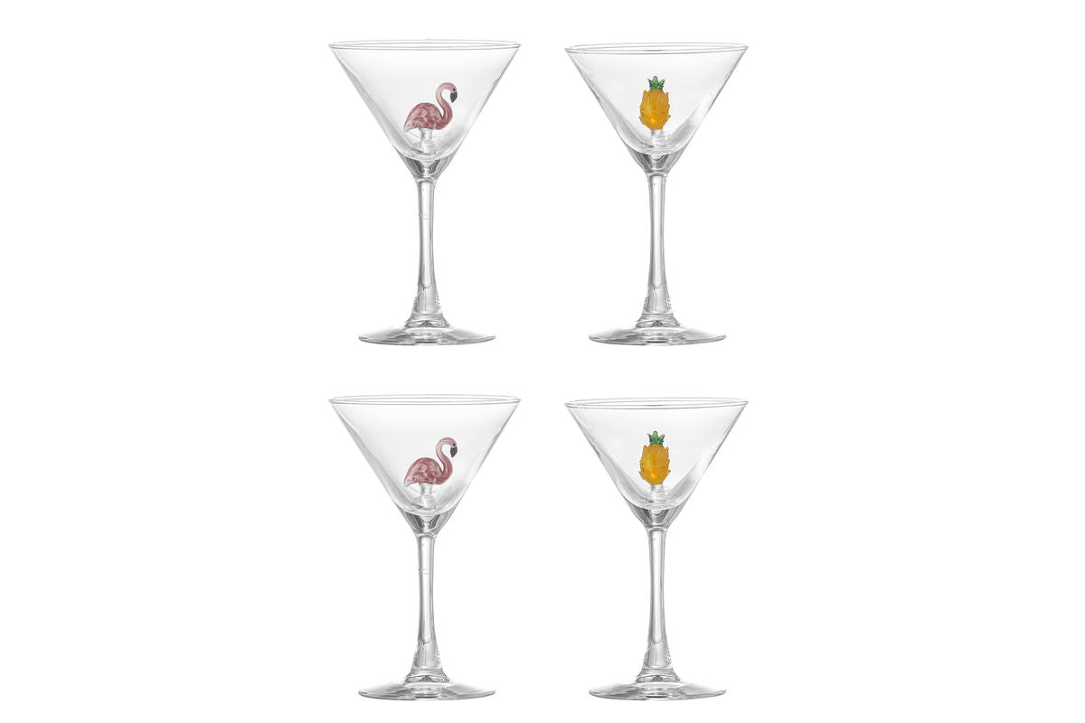 Cocktailglasen Dara – Glas mat handgemaachte Figuren (Set vu 4)