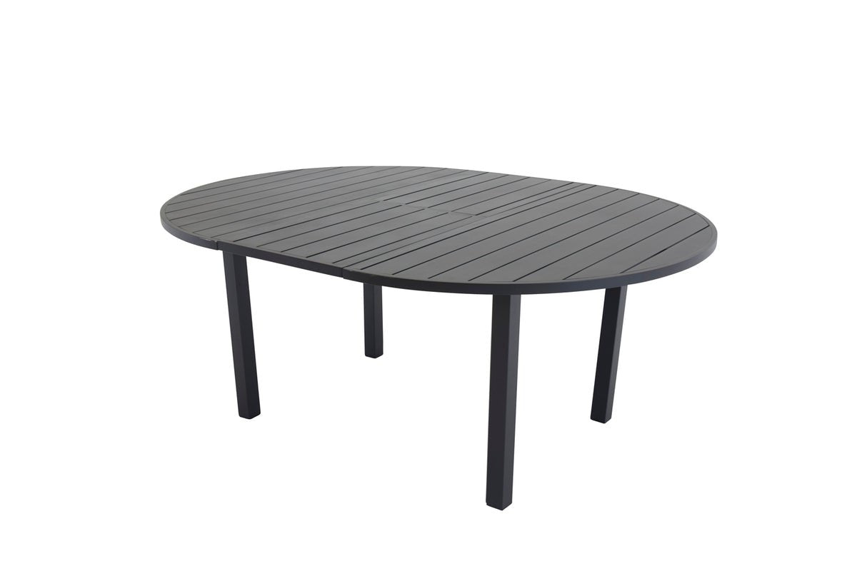 Garden table Savina - round, black table with extendable function