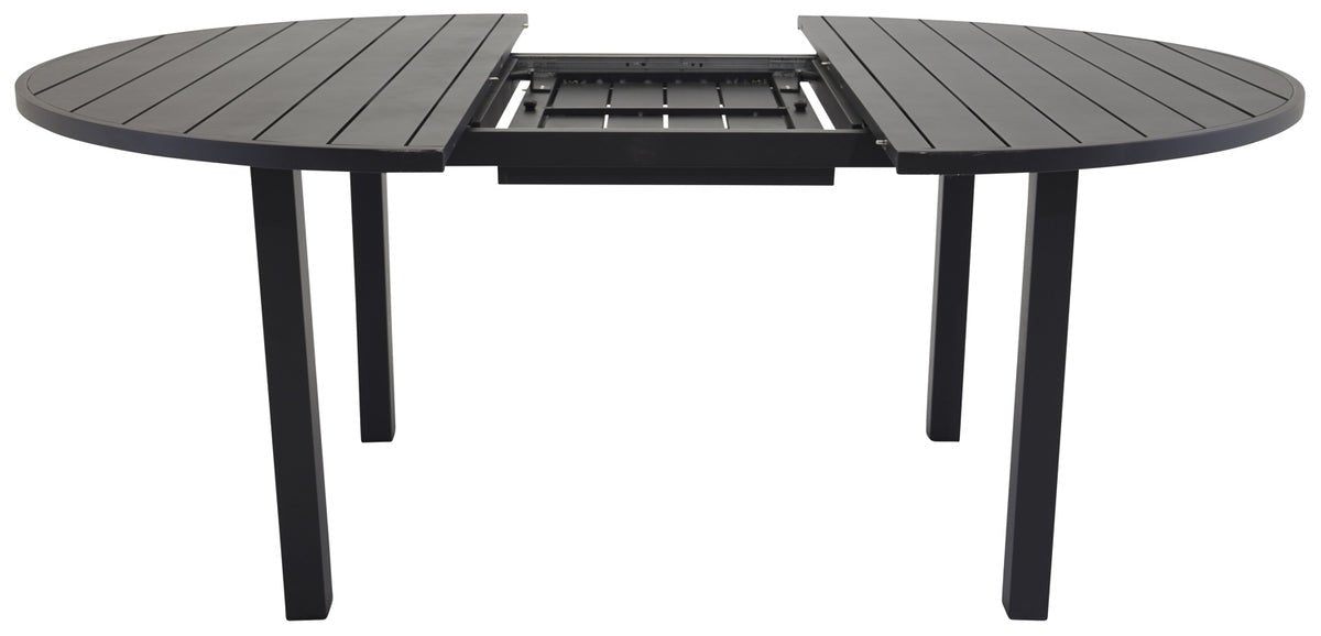 Table de jardin Savina - table ronde noire avec fonction extensible