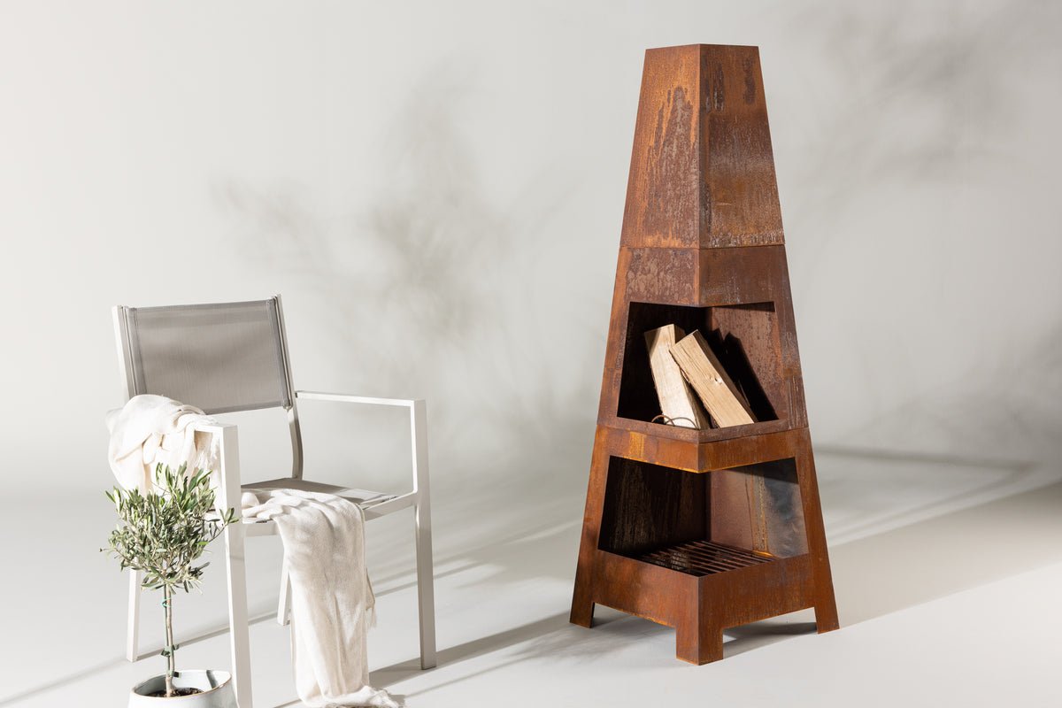 Fire basket Elias - square fireplace in Rusty Orange