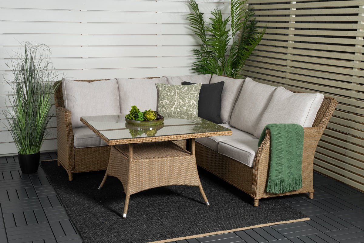 Ensemble lounge de jardin Davido – en polyrotin avec table d'appoint
