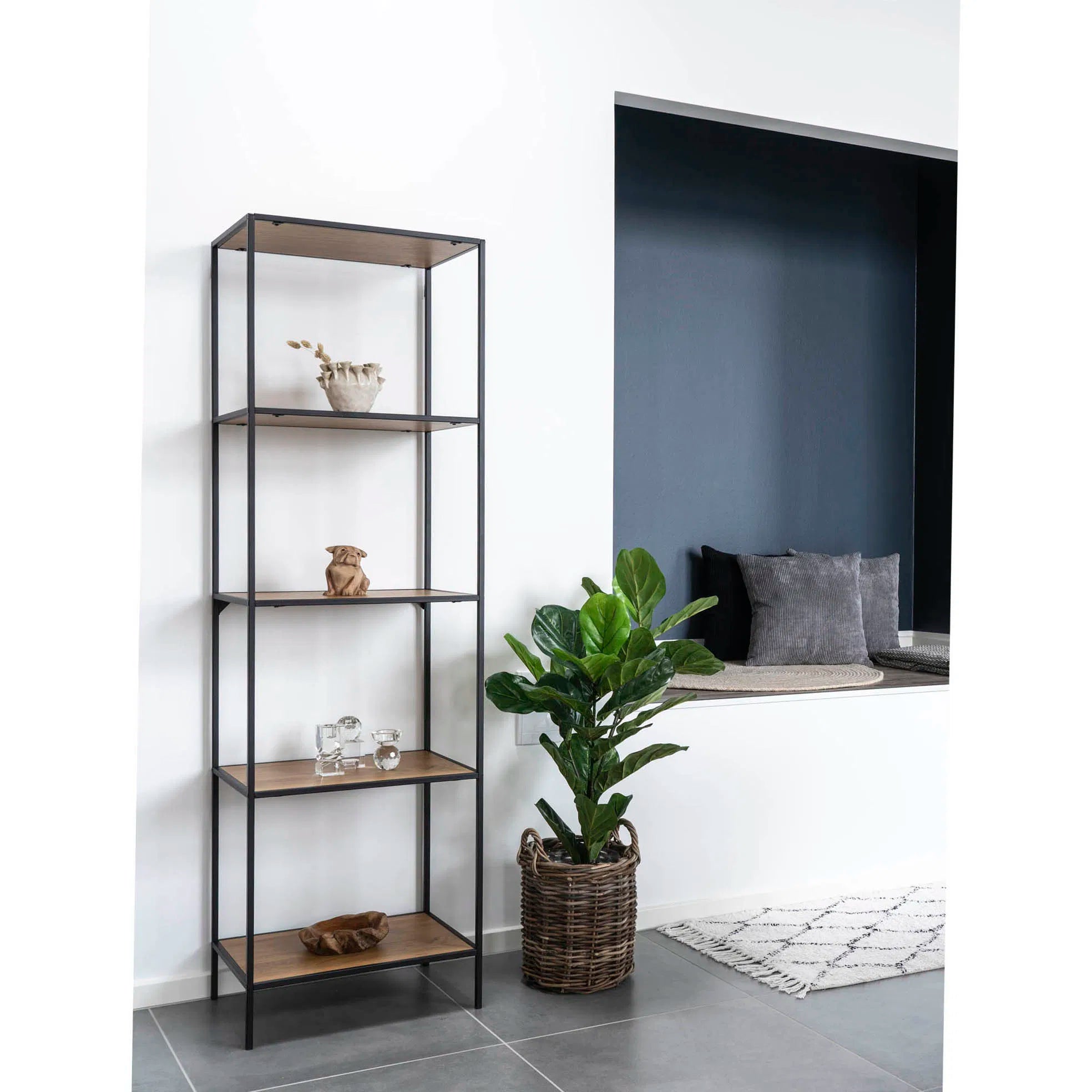 Kënschtlech Planz Fiddle Leaf Tree – 100 cm elegante Bléckfang mat grousse Blieder