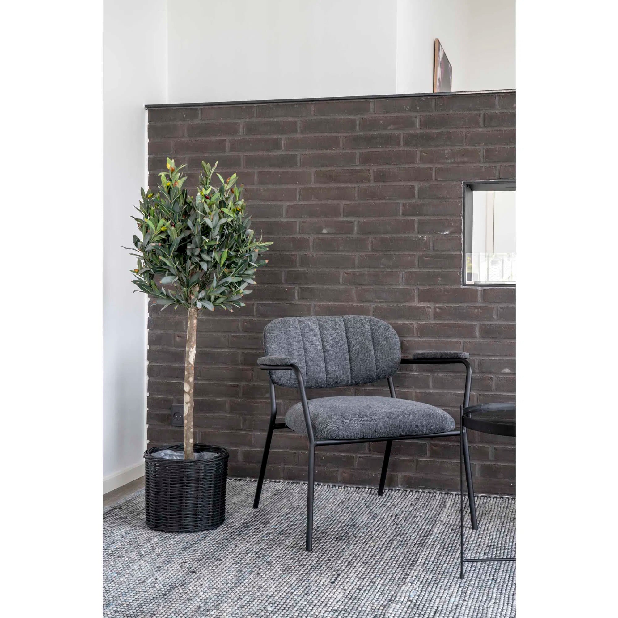 Kënschtleche Olivenbam – 120 cm mediterran Eleganz fir bannen & baussen