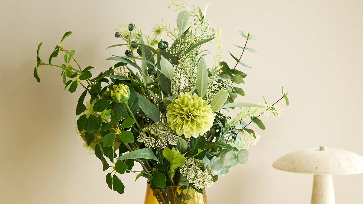Artificial flower bouquet Golden Hour - with radiant golden accents