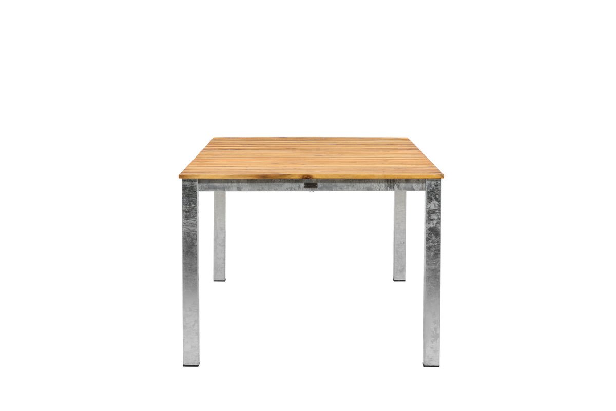 Table de jardin Nyota - Table à manger rectangulaire avec plateau en bois d'acacia sur structure en acier
