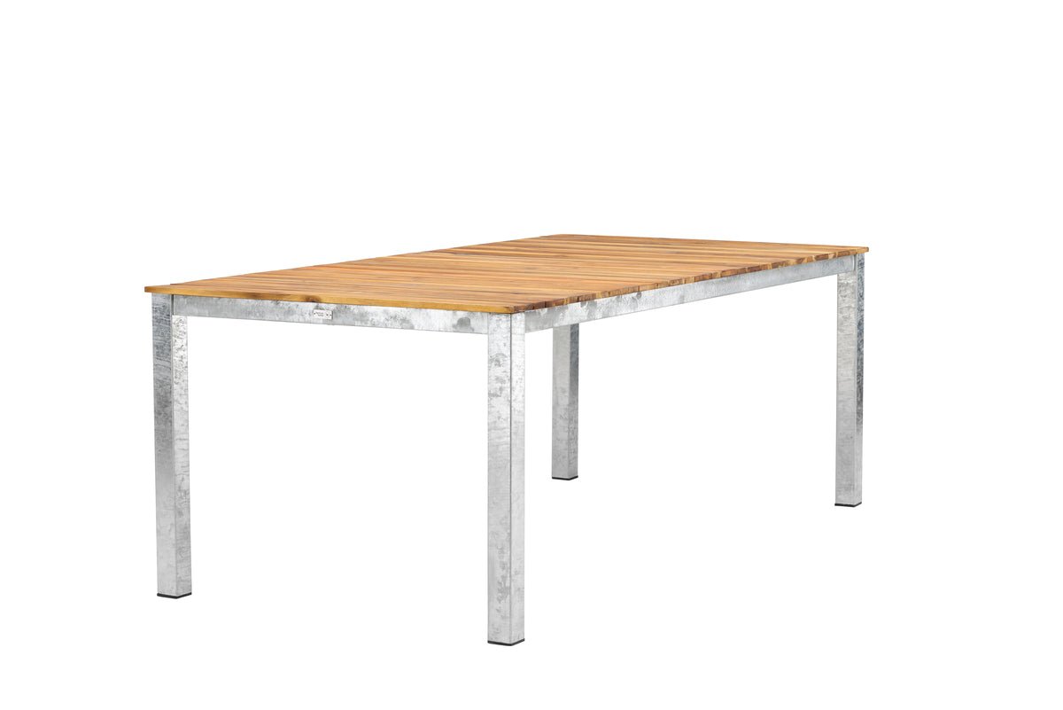 Table de jardin Nyota - Table à manger rectangulaire avec plateau en bois d'acacia sur structure en acier