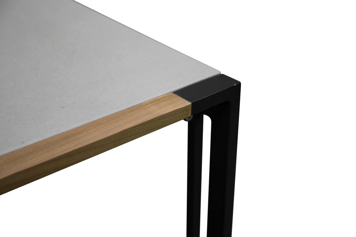 Gaart Iessdësch Lorenzo - 200x90 cm mat enger Dëschplack aus Glas a Teakholz