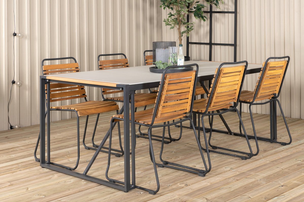 Ensemble de 2 chaises de jardin Bali en acacia/métal