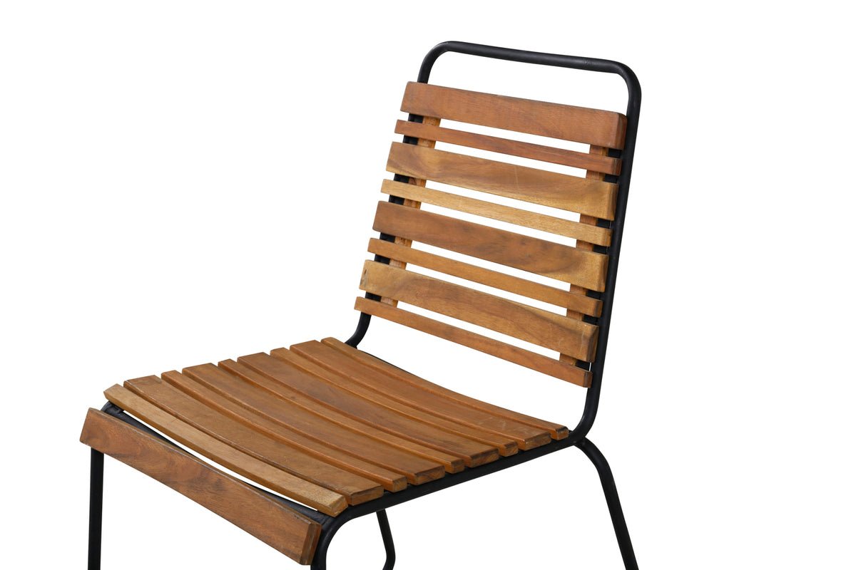 Ensemble de 2 chaises de jardin Bali en acacia/métal