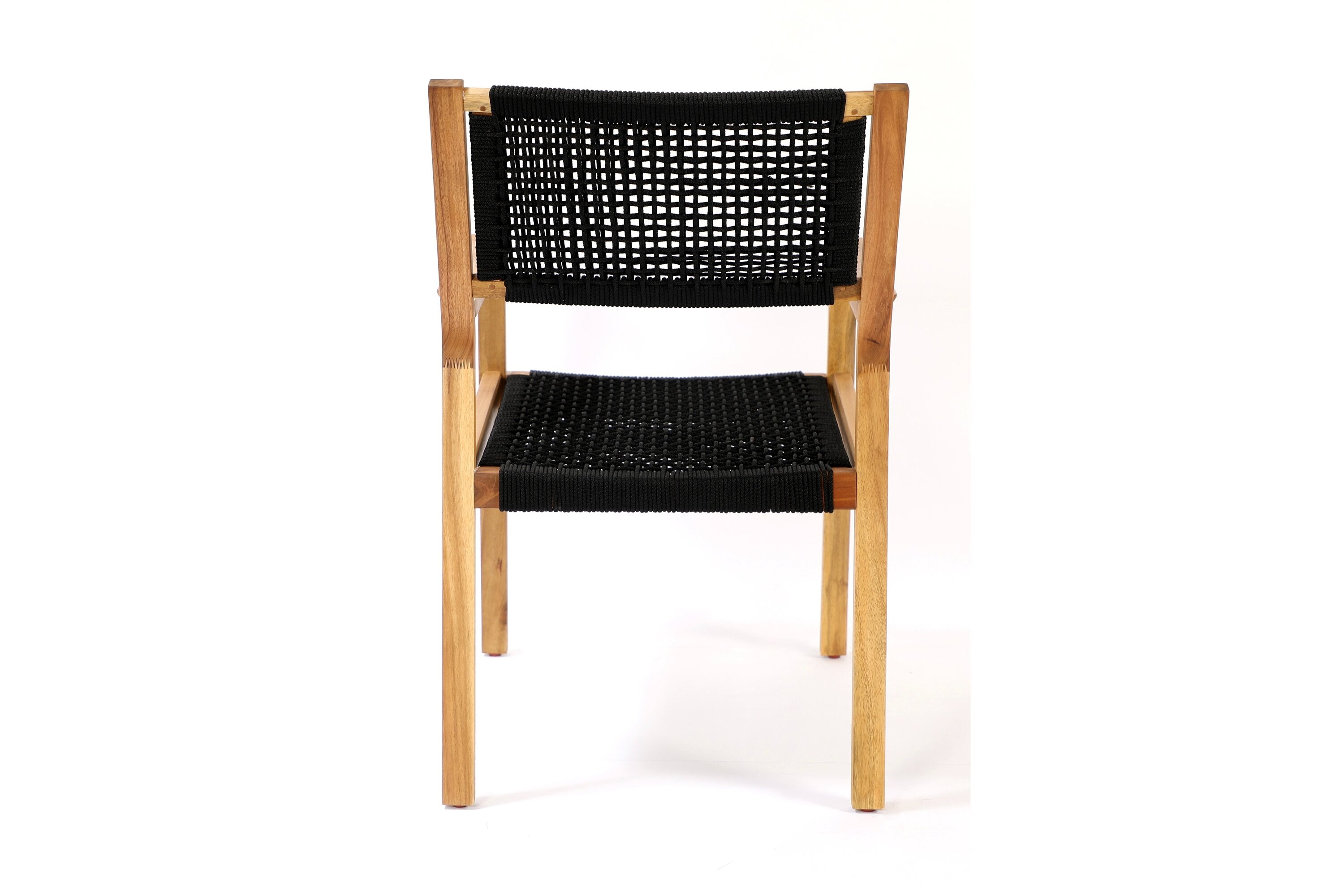 Ensemble de 2 chaises de jardin Mana - en bois d'acacia avec assise et dossier noirs